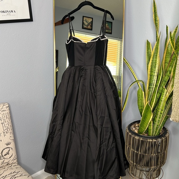 House of CB 'Mademoiselle' Black Satin Tulle Midi Dress NWOT - Picture 9 of 11